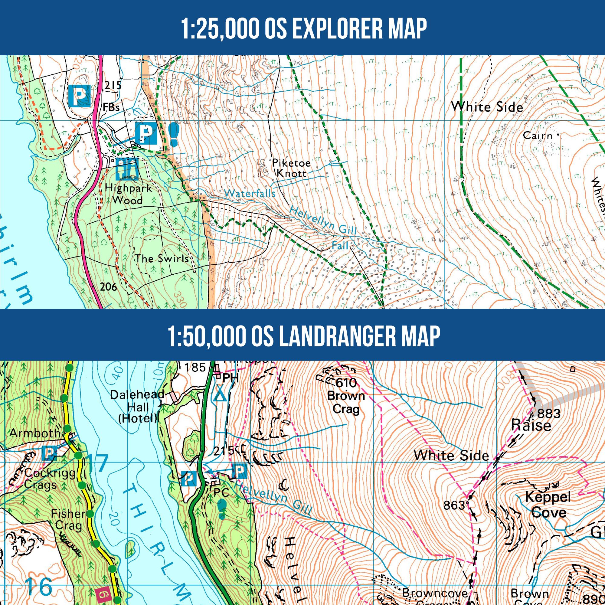 Temporary review visual showing legacy Ordnance Survey map artwork for the OS mapping section